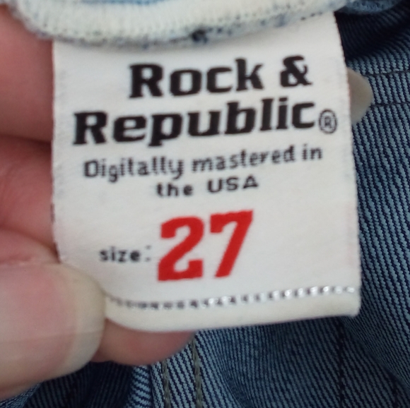 Rock & Republic Boot Cut Blue Jeans fleur de lis Jagger Cotton Blend Retro 27 - Picture 4 of 11